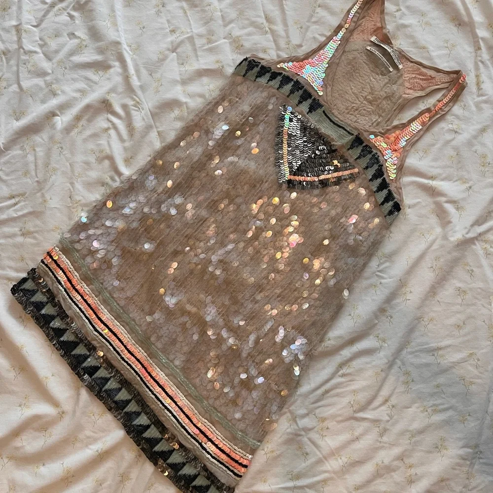 AllSaints Spitalfields Bohemian Sequin mini dress - Picture 1 of 9
